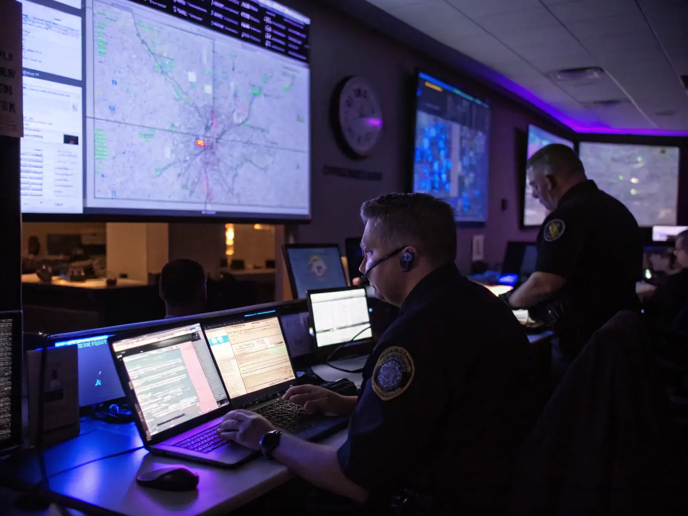 A detailed image of emergency responders using an InstantAR application to visualize and coordinate a response to a simulated natural disaster, with AR elements overlaid on a map.