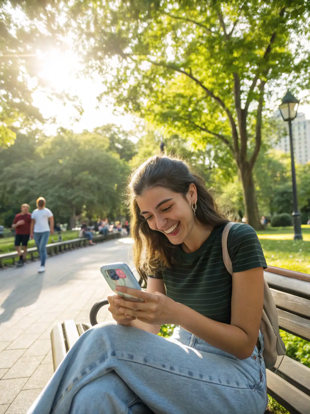 A calming image of a person using InstantAR to access a virtual nature scene, promoting relaxation and stress reduction.